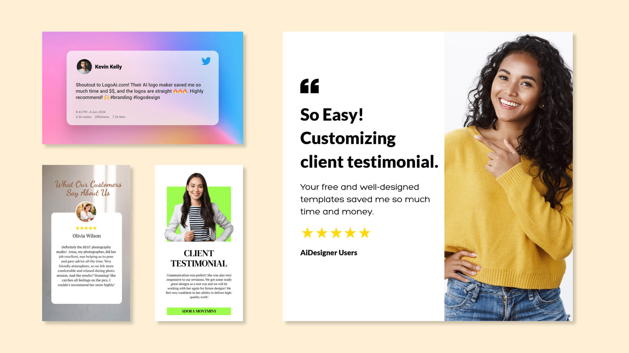 Showcase Customer Testimonials with Customizable Design Templates